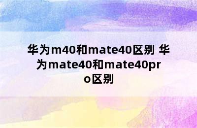 华为m40和mate40区别 华为mate40和mate40pro区别